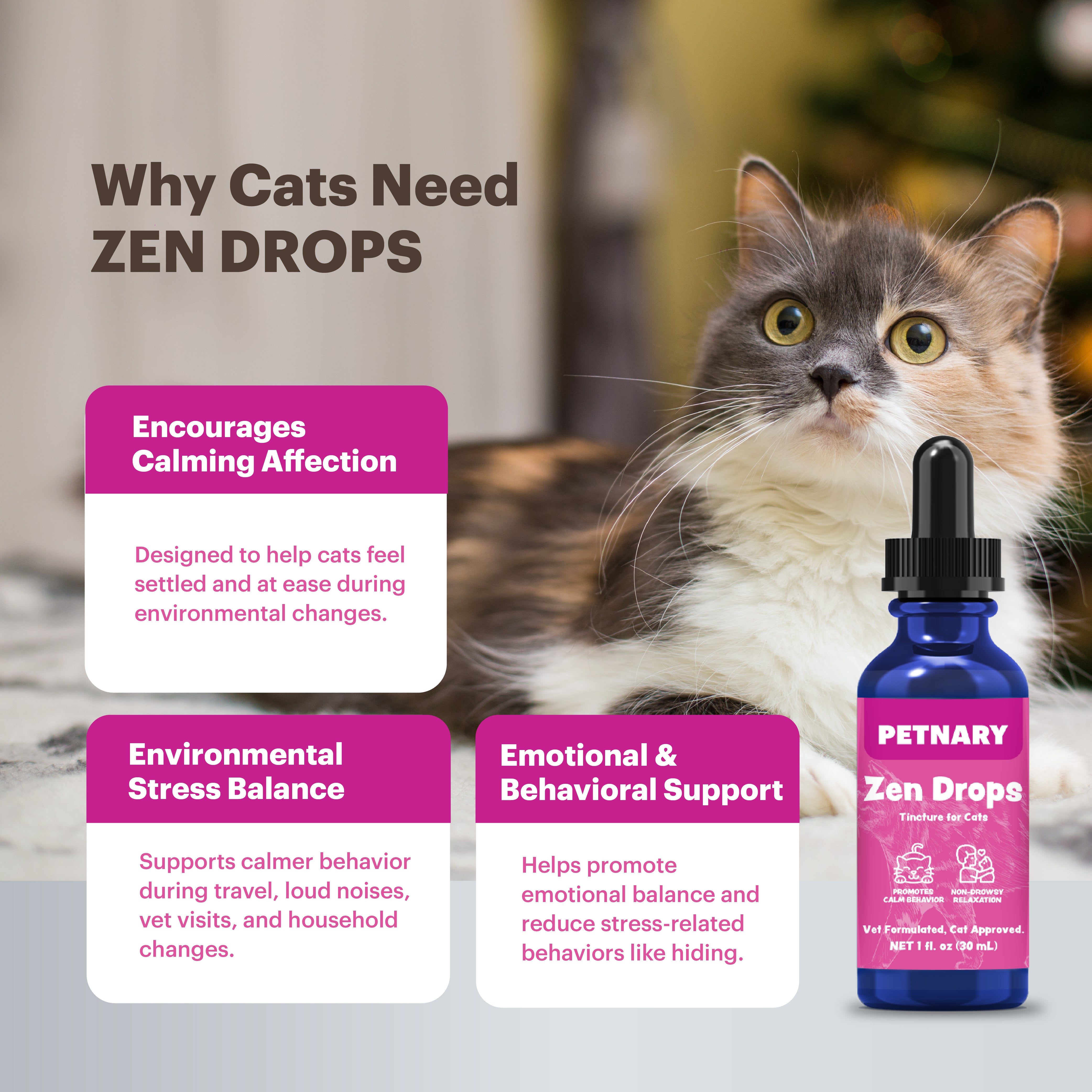 Petnary Zen Drops | Fast-Acting Calming Support for Cats
