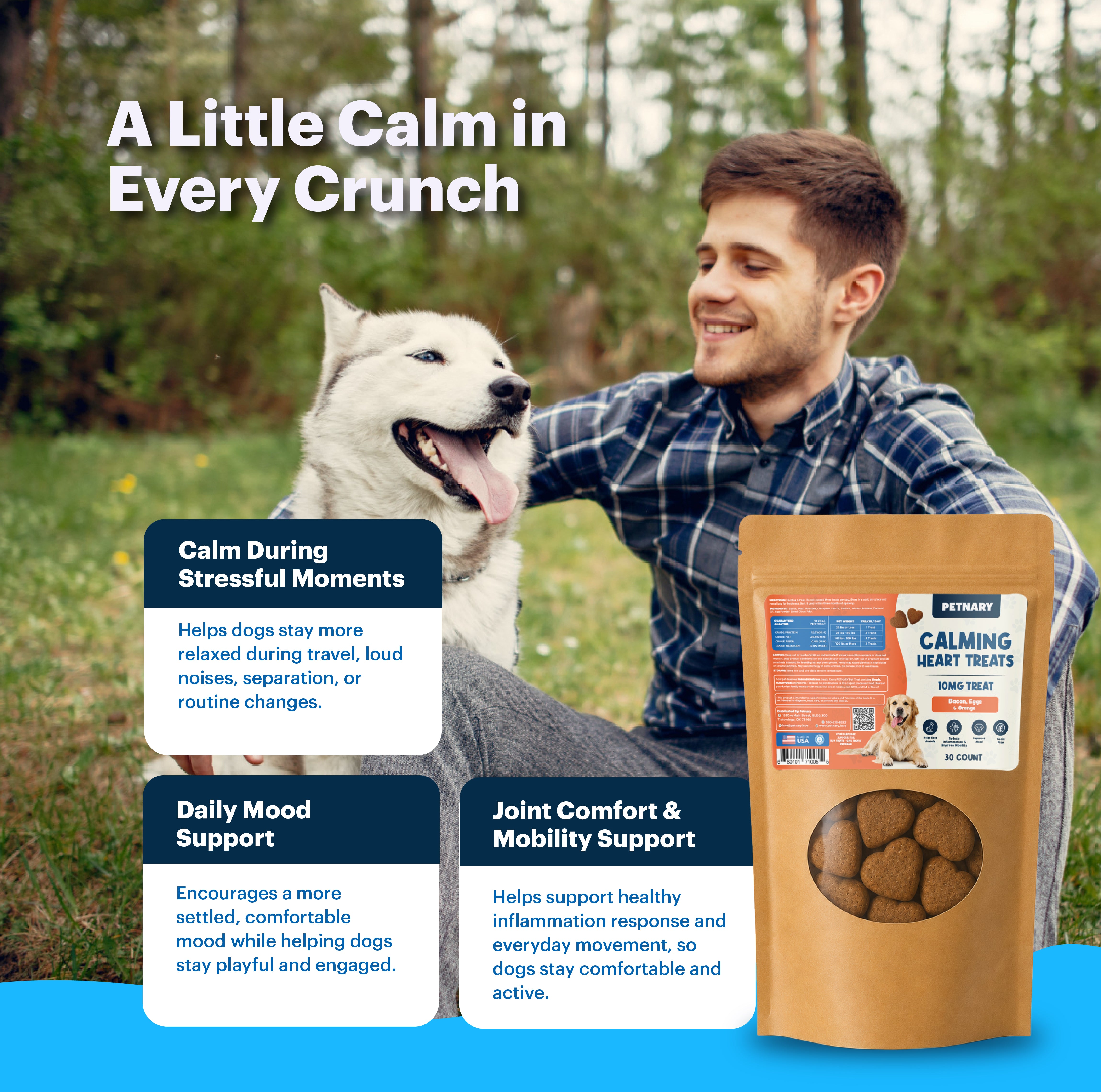Petnary Calming Heart Treats | Bacon, Egg & Orange Flavor (Wholesale)