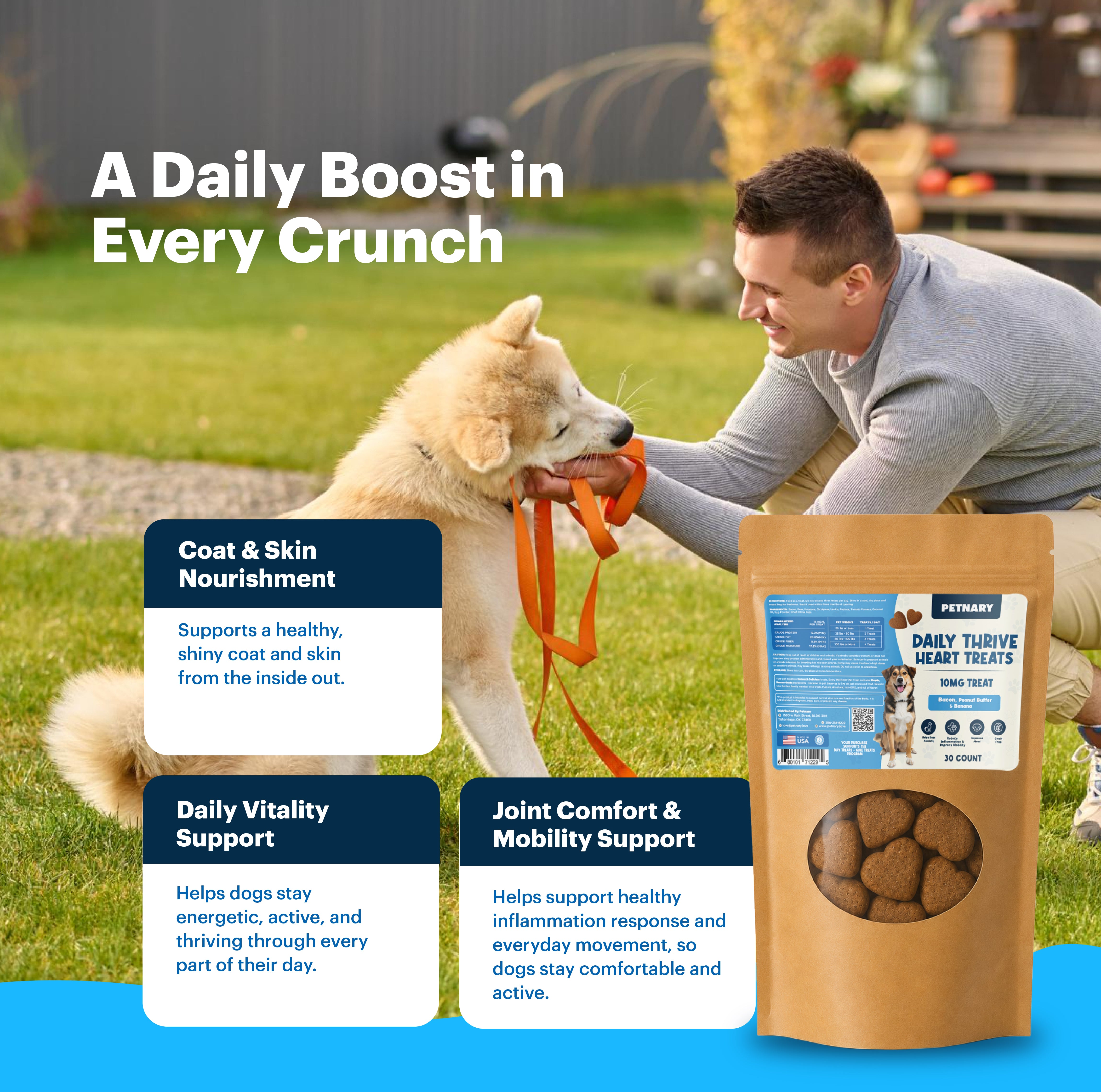 Petnary Daily Thrive Heart Treats | Bacon, Peanut Butter & Banana Flavor (Wholesale)