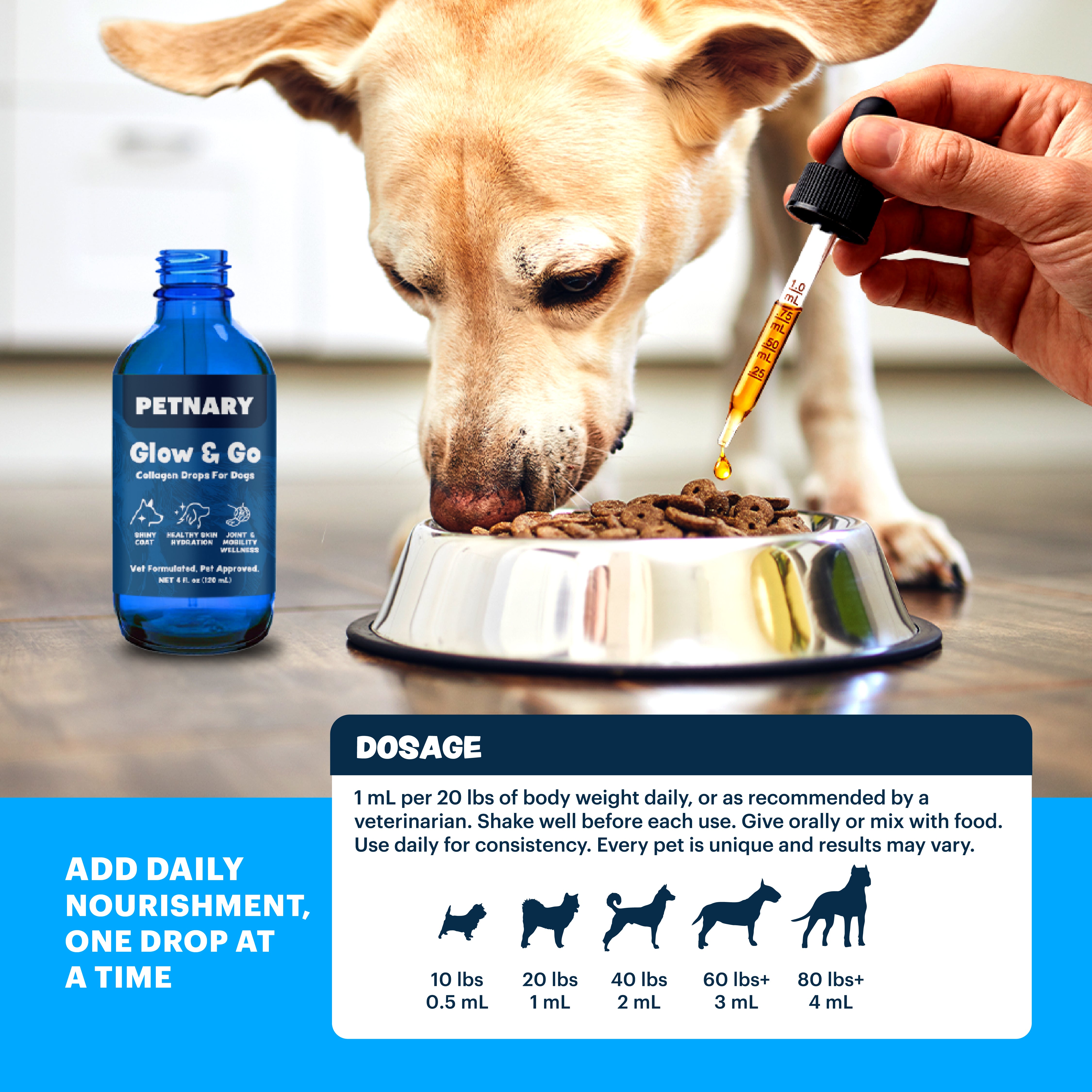 Petnary Glow & Go | Collagen & Joint Mobility Drops for Dogs